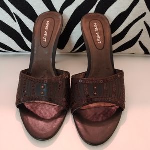 Nine West slingback leather sequenced specs 4 inch heels